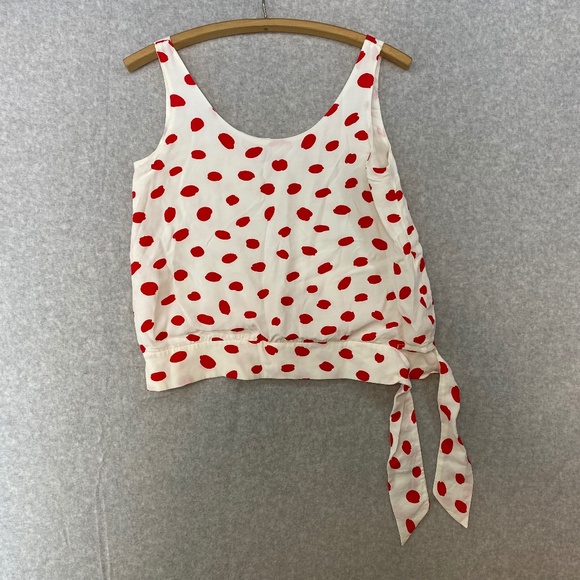 Vintage Size 10 Prophecy Petites Tank Side Tie White Red Polka Dot Lined Viscose - Picture 1 of 7